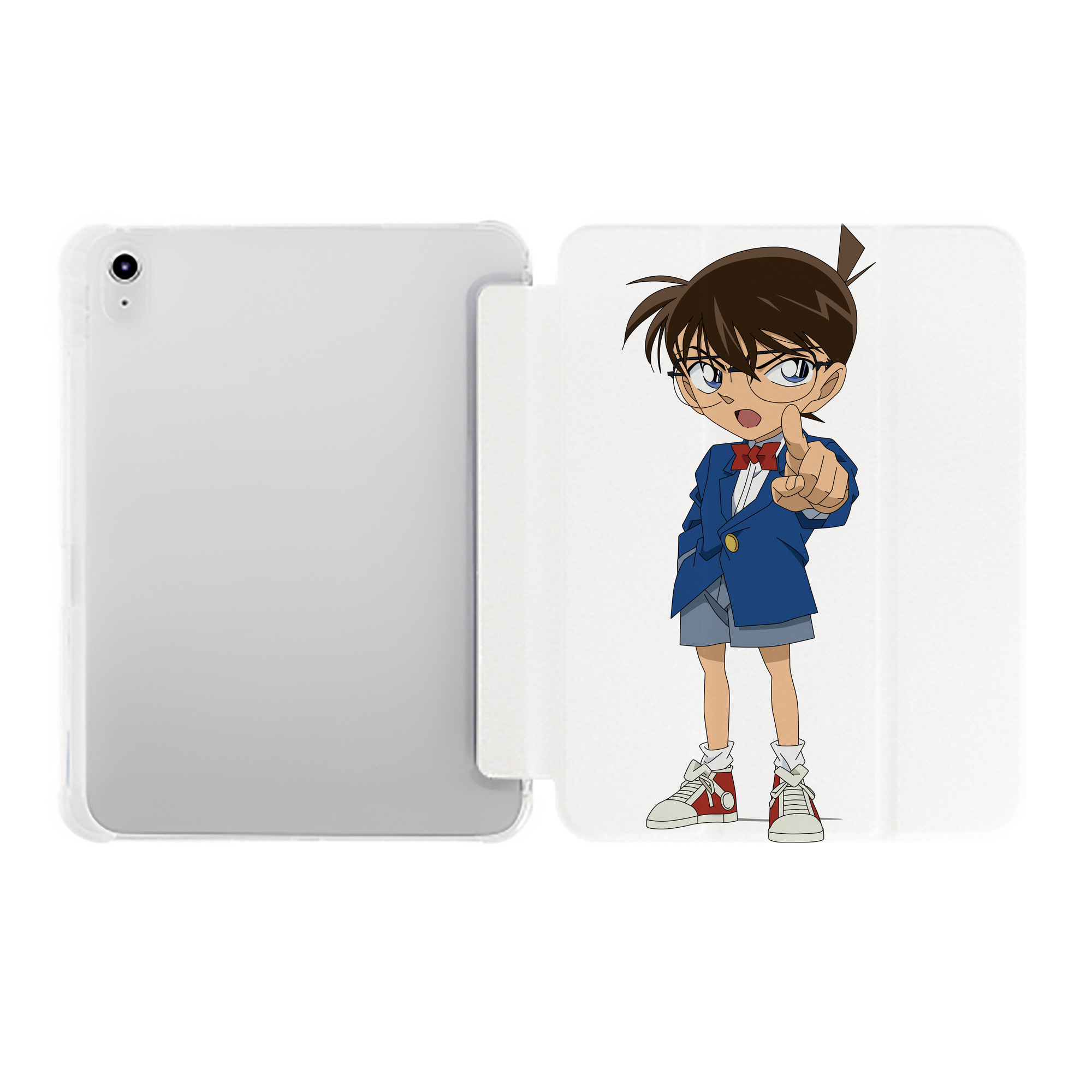 （画像用） 名探偵コナン 江戸川 コナン Detective Conan Conan Edogawa IPad ケース ペン収納付き 三つ折りスタンド PUレザー×シリコン 対応機種9.5/10.5/10.9インチ